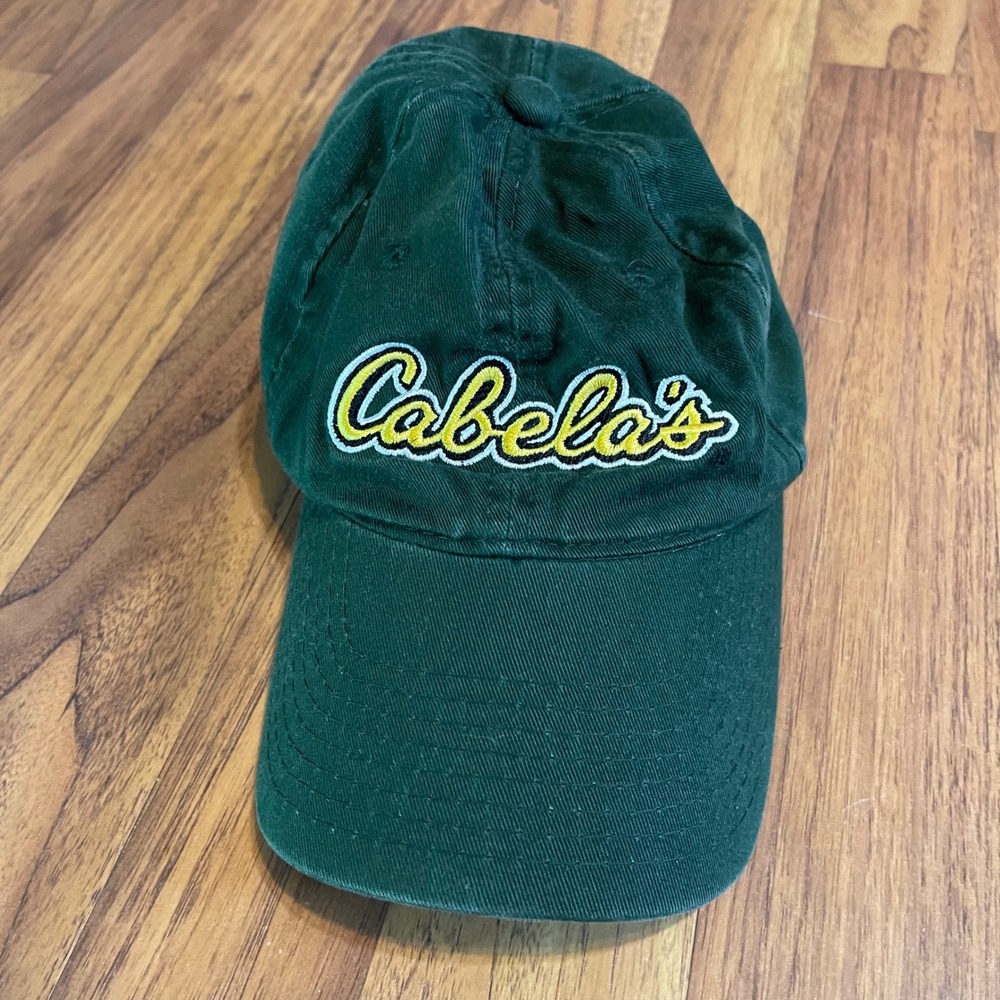 Cabelas Hat Mens OSFM Forest Green Cotton Adjustable Strapback Logo Baseball Cap